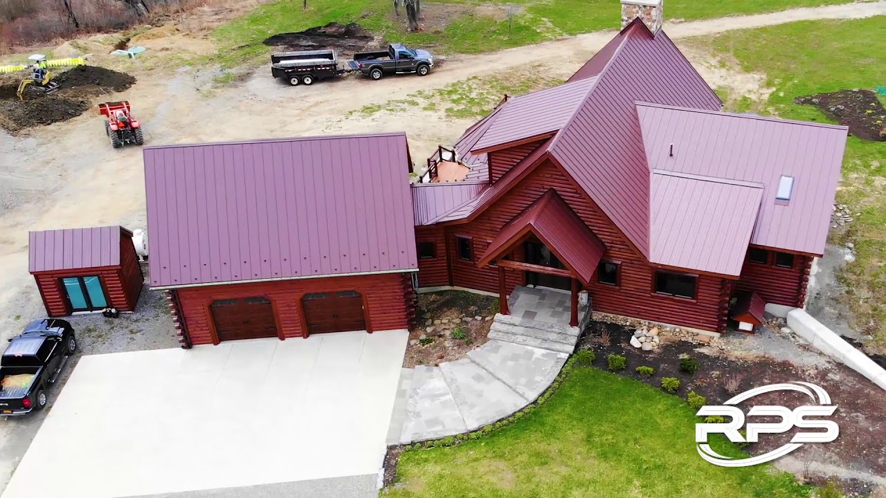 A finished RPS metal roof on a timber home, photographed from above